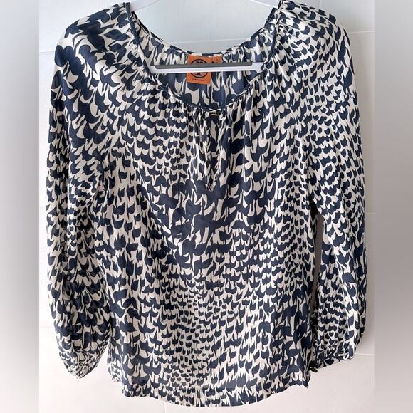 Tory Burch keyhole solo bird blouse size 4 - Picture 1 of 9